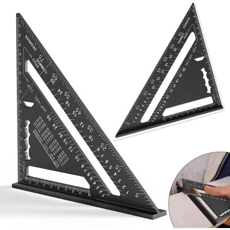 Carré de menuiserie de 7 pouces, rapporteur d'angle triangulaire de haute précision, triangle en aluminium, carré de menuiserie, carré de menuiserie, adapté pour (noir)