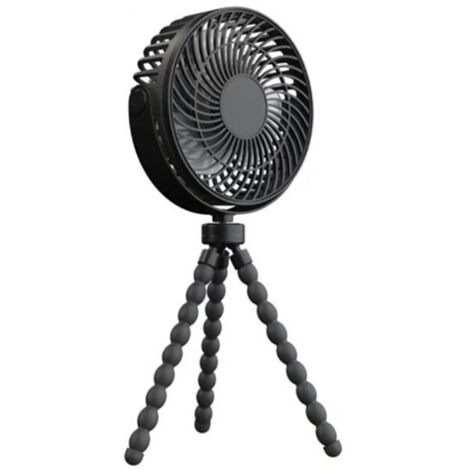Ventilateur de poussette à piles, trépied flexible à clipser avec 3 vitesses et ventilateur personnel rotatif pour siège de voiture, berceau, vélo, tapis roulant (noir)