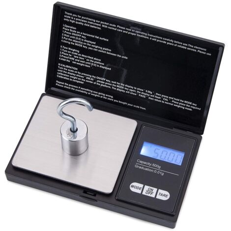Balance à bijoux, minimum 0,01 g, maximum 500 g, affichage numérique LCD, professionnelle, portable, noire