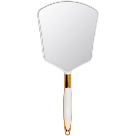 Miroir à main avec poignée, miroir de maquillage avec trou pour crochet pour salle de bain et chambre à coucher, miroir(blanc)