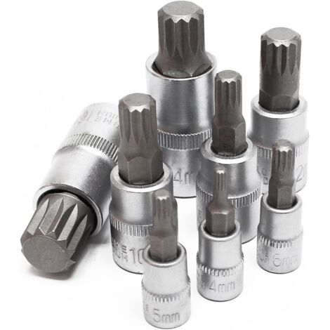 Jeu de douilles XZN Denture multiple 8 Pièces M4 - M16