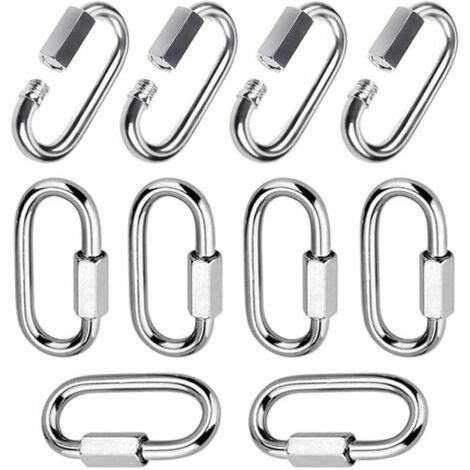 10 Pièces Mousqueton a Vis M6 Maillon Rapide en Acier Inoxydable 304 Mousqueton à Verrouillage avec Capuchon à Vis Mousqueton Fixe pour Connecter des Cordes Chaînes Gréement