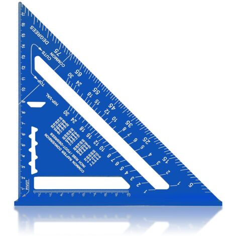 Équerre Triangle de Menuisier, Règle Triangulaire de 90 Degrés, 7 Pouces Métrique, Règle de Mesure (bleu)
