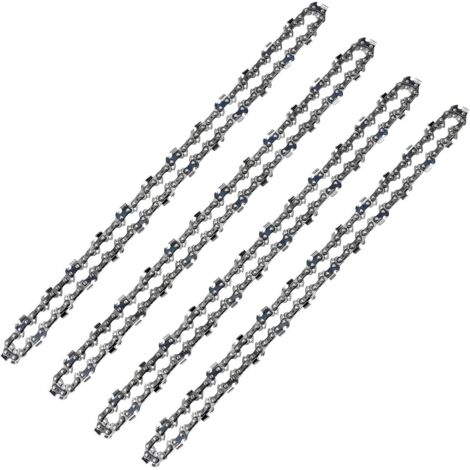 Chaîne de tronçonneuse 52 Maillons, Pas de 3/8" LP, Jauge 050" (1,3mm) Faible Rebond (Low-Kickback), Lot de 4 Chaînes de Tronçonneuse 52 Entraineurs pour Guide-Chaîne de 14" (35 cm)