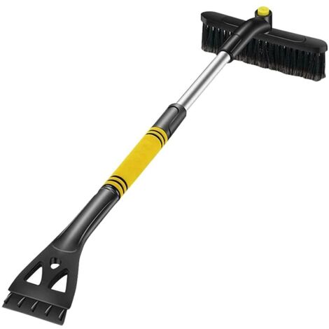 Balai à neige rétractable 3 en 1, PVC, pivotant, amovible, 64-80 cm, noir/jaune