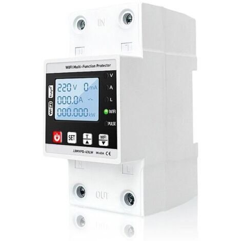 Relais wifi monophasé et compteur d'énergie intelligent, 63A, réglable, numérique, protection contre les surtensions et les surcharges, tuya (1/4)