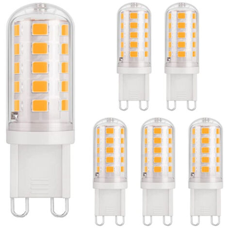 6 ampoules LED G9, 3W (40W), 430lm, 3000K, 220-240V, CRI85, économie d'énergie, culot en céramique standard, lumière blanc chaud (1/5)