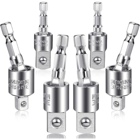 Ensemble d'adaptateurs de douilles pour perceuse électrique 6 pièces Adaptateur de tournevis à percussion Adaptateur de douille pour perceuse à percussion à tige hexagonale rotative à 360 degrés