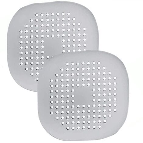 Lot de 2 filtres de protection en silicone, 14,5 x 14,5 cm, en silicone, pour éviers de cuisine et de salle de bain, gris