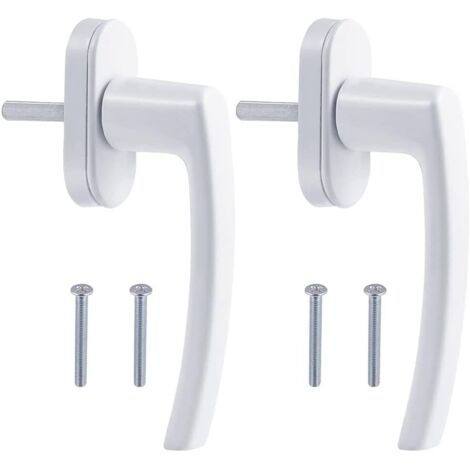 Poignée de fenêtre en alliage d'aluminium, vis dissimulée, tige en métal, couvercle en métal, poignée en aluminium massif, peinture miroir, couleur blanche,2pcs