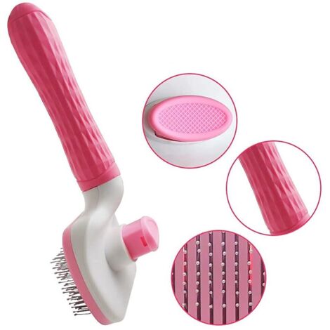 Brosse pour nettoyer les poils de chien et de chat, avec bouton antidérapant, augmente la circulation sanguine pour les animaux de compagnie, rose