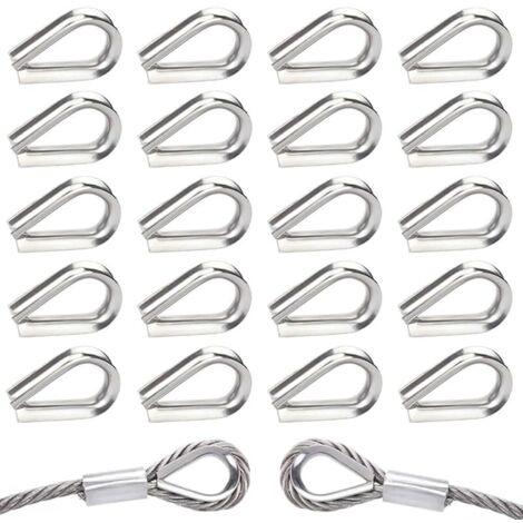 40 Pièces M5 Cosses de Câble Métallique en Acier Inoxydable 304 Cosse Coeur pour Cable Acier pour Câble Métallique 5mm