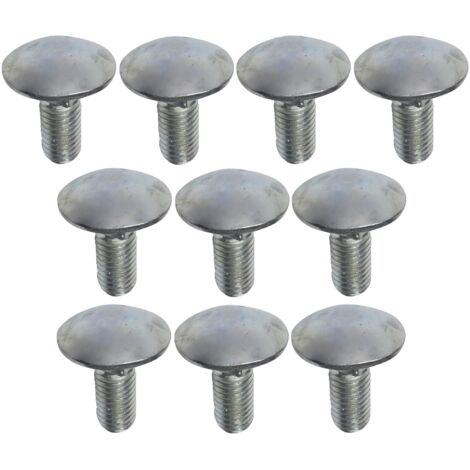 C49000 - Lot de 10 boulons de carrosserie/charrue à tête ronde à collet carré- M8x20mm - en acier zingué - DIN 603 (1/3)