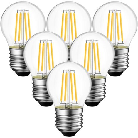 Ampoule, 4W Ampoule LED E27 Filament G45, 470 lumens Equivalente à Ampoule Halogène Vintage 40W, 2700K Blanc Chaud, Non réglable,Lot de 6