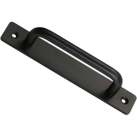 Grange Porte Poignée, Coulissant Grange Poignée Porte Parfait pour Portail Armoire Placard Tiroir Abri Garage Inclus 2 Vis - Noir, 150mm