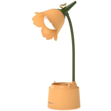 Lampe de Bureau LED Enfant, Lampe de Table Flower, Lampe de Lecture Avec Lumière Réglable et Capteur Tactilee (Jaune) (1/5)