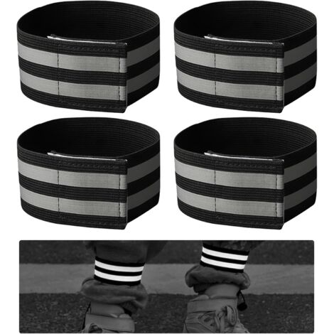 Bracelet de Sécurité Réfléchissant Cyclisme, Bande de Bracelet Réfléchissant Réglable, Brassard Securite, Haute Visibilité Vélo Running(4 pcs)