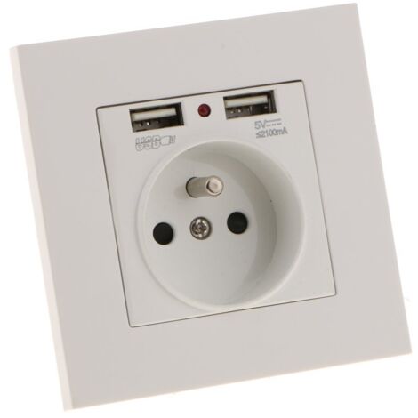Prise murale Sharplace, prise murale, double USB 5V/2100mA, prise USB 2 ports pratique et facile à gérer
