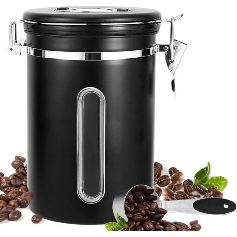 Boîte à Café, Boîte à Café Hermétique, 1,8 L Conservation, Récipient avec Cadran de Date pour Café en Grains