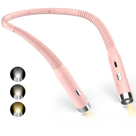 Lampe de Lecture de Cou, Lampe lecture Rechargeable au lit, Liseuse LED USB pour Voyager, Camping(Rose)