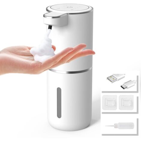 Distributeur de savon automatique, distributeur de savon mural ou de table, réglage à 4 niveaux, infrarouge, idéal pour la maison, le bureau, le bar, rechargeable par USB