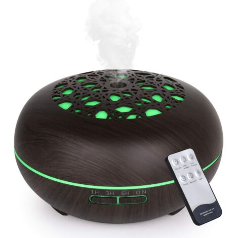 550ML Diffuseur Huiles Essentielles Avec Télécommande, Humidificateur Diffuseur D'huile Essentielle Electrique pour Maison, Bureau, Chambre, Yoga, Grain de Bois Profond