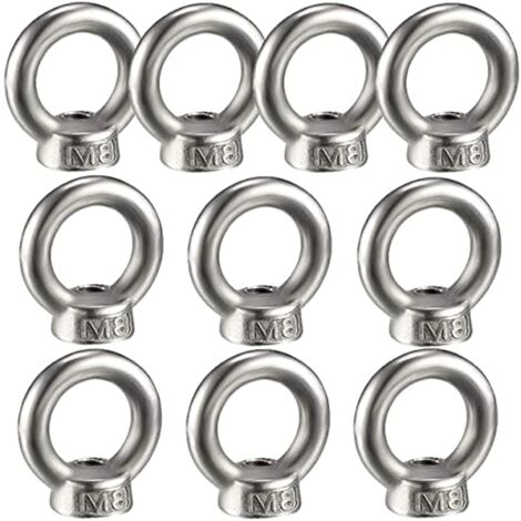 10PCS Écrou à oeil de levage, écrou à anneau femelle pour le levage de l'acier inoxydable 304Pack-of-10, M8