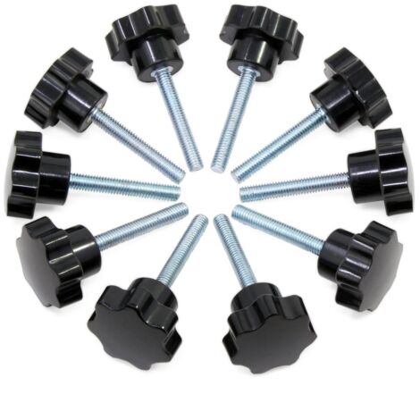 10PCS M6x40 Boutons étoiles, bouton moleté à filetage femelle, poignée en plastique noir boutons de serrage pour équipement mécanique-JUSCH