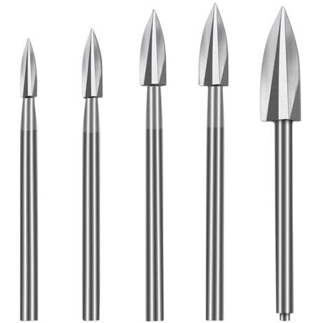 Jeu de 5 forets à bois, acier, polyvalent, argent