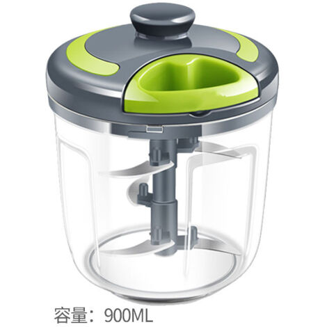 Hachoir manuel, mixeur plongeant d'une capacité de 900ML avec 5 lames en acier inoxydable, coupe-oignon multifonctionnel pour couper les tomates, l'ail, les oignons et les légumes