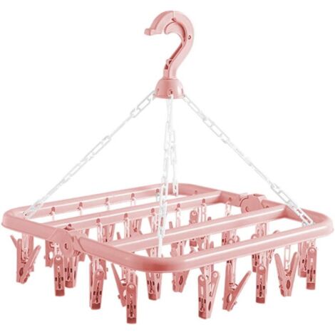 Cintre de séchage de vêtements avec 32 pinces et égouttoir pliable, support de suspension multifonctionnel coupe-vent pour chaussettes