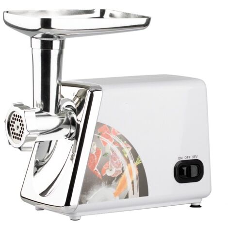Hachoir à viande, 2500 W, couteau en acier inoxydable, 3 tamis, entièrement automatique, blanc