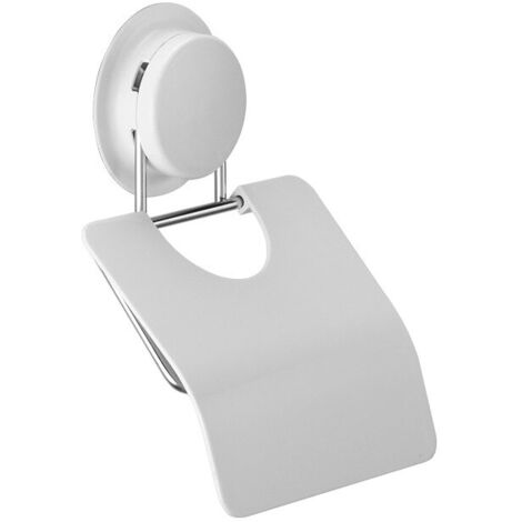Porte-papier toilette, acier inoxydable/ABS, avec ventouse haute performance, sans trous, blanc