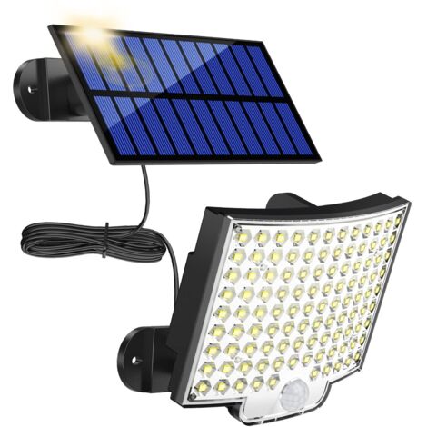 Lampes Solaires Extérieures, 106 LED Lampe Solaire Extérieure avec Détecteur de Mouvement, Étanche IP65, Angle d'Éclairage 120°, Applique Solaire pour Jardin avec Câble de 5 m (1/5)
