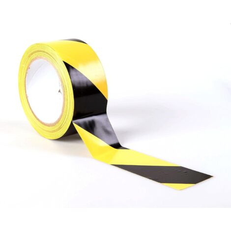 Ruban adhésif de signalisation, Signal Ruban Adhésif de sécurité, 50 mm x 33 m par Rouleau, pour Le marquage au Sol,Rayures Noires,Jaunes (1/5)