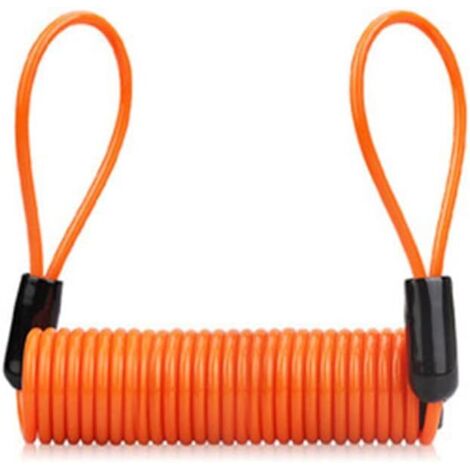 Câble de Rappel de Verrouillage 130CM moto vélo sécurité frein à disque serrure antivol sécurité ressort rappel vélo ressort (Orange)
