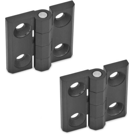 Trou de charnière pliable plat, charnière en alliage de zinc, charnière de porte robuste, adaptée pour porte fixe, porte d'entrée, porte de chambre, porte de jardin,  2 pièces 4040 mm noir