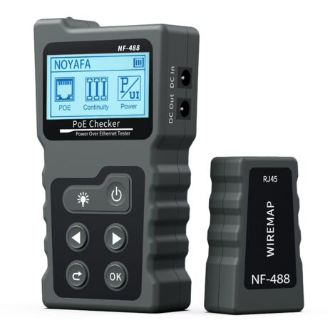 Testeur de Tension et de Courant PoE avec Testeur de Câble LCD avec Fonction POE, Testeur de Câble Réseau Testeur de Réseau, NF-488 (1/5)
