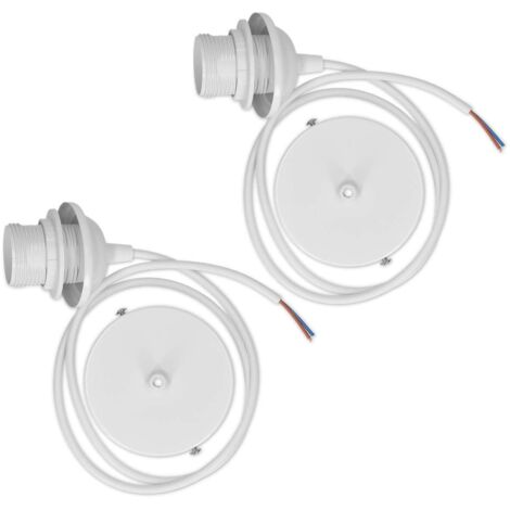 2x câble électrique pour lampe - Câble avec douille E27 et bague de fixation - Monture de suspension pour luminaire plafond - Blanc