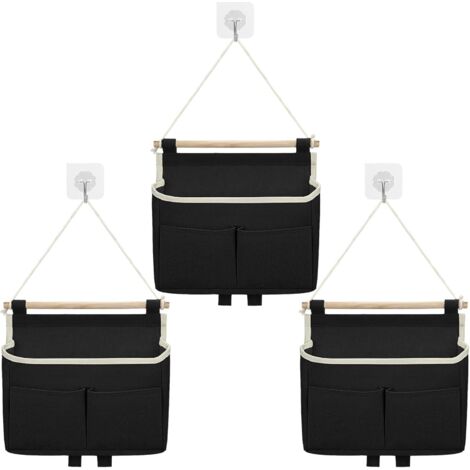 Sac Rangement Suspendu, 3 PCS Sac De Rangement Mural avec 3 Poches Organisateur Poche Suspendu et Crochet Adhésif
