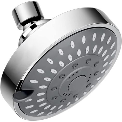 Pomme de douche à 5 réglages, pomme de douche suralimentée, réglable, ABS, argent
