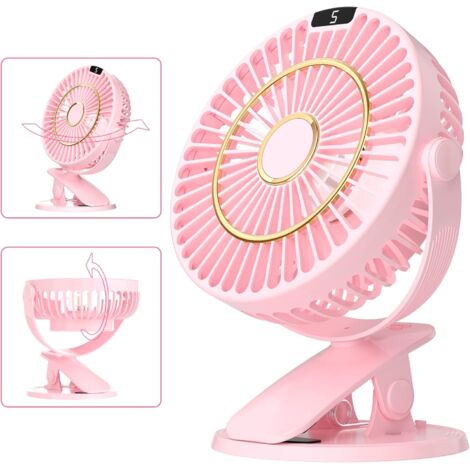 Mini Ventilateur de Bureau, 5 Vitesses Portable Ventilateur de Table Silencieux Petit, Rotation 720° Rechargeable et Ecran LCD (1/5)