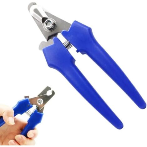 Pince à queue d'animal de compagnie/animal de ferme/cochon/coupe-ongles/bleu/acier inoxydable + poignée en plastique