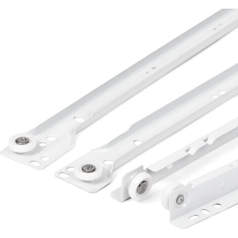 Coulisse Tiroir 400 mm - Lot de 2 (1 paire) Rails pour Tiroir Coulissants, en blanc, Système de Glissière à Sortie Partielle - Kit de Tiroir Coulissants à montage facile (1/5)