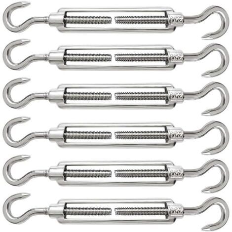 6 Pièces Tendeur Cable M5 Tendeur Cable Inox 304 Réglable Crochet de Ridoir et Crochet pour Tendeur de Fil Cable Acier Corde Crochet Tendeur Accessoires