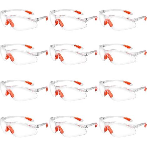 12 pcs Lunettes de Sécurité Surlunettes de Protection Transparentes avec Verres en Plastique Pont-de-Nez et Embouts de Branches en Caoutchouc pour Équipement de Protection Individual Lunette PC (1/5)