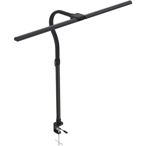 Lampe de bureau LED avec clip double extrémité, réglable à 360°, 5 niveaux de réglage, Protection des yeux, USB, Puissance 24W, Matériel PC, Noir