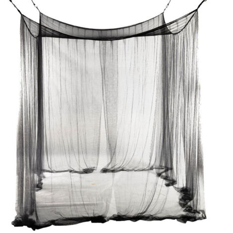 Moustiquaire à baldaquin pour lit double, moustiquaire à quatre portes, grande moustiquaire simple en polyester pour voyage et maison - 190 x 210 x 240 cm