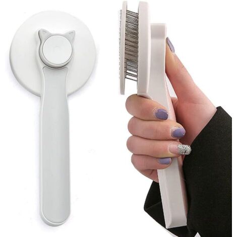 Brosse pour Chat & Chien - Brosses Autonettoyantes Anti Poils Morts pour Chiens & Chats - Accessoire pour Animaux à Poil Long ou Court - Ne Tire Pas Les Poils pour Un Toilettage Facile - Gris