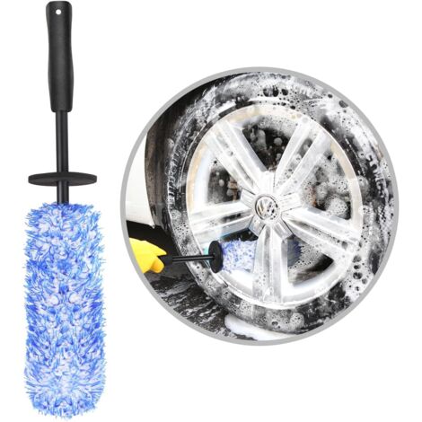Brosse Jantes Voiture, 40 cm Brosse de Nettoyage en Microfibre pour Jante sans Partie Métallique, Brosse de Roue de Voiture